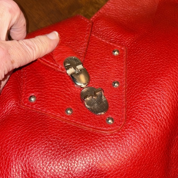 Valentina  leather convertible bag shoulder or Crossbody bag  Red/Silvertone NWT - Picture 11 of 16